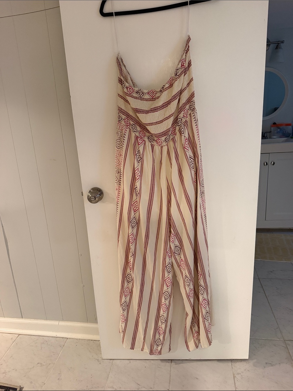 En Creme Cream and Pink Striped Jumpsuit